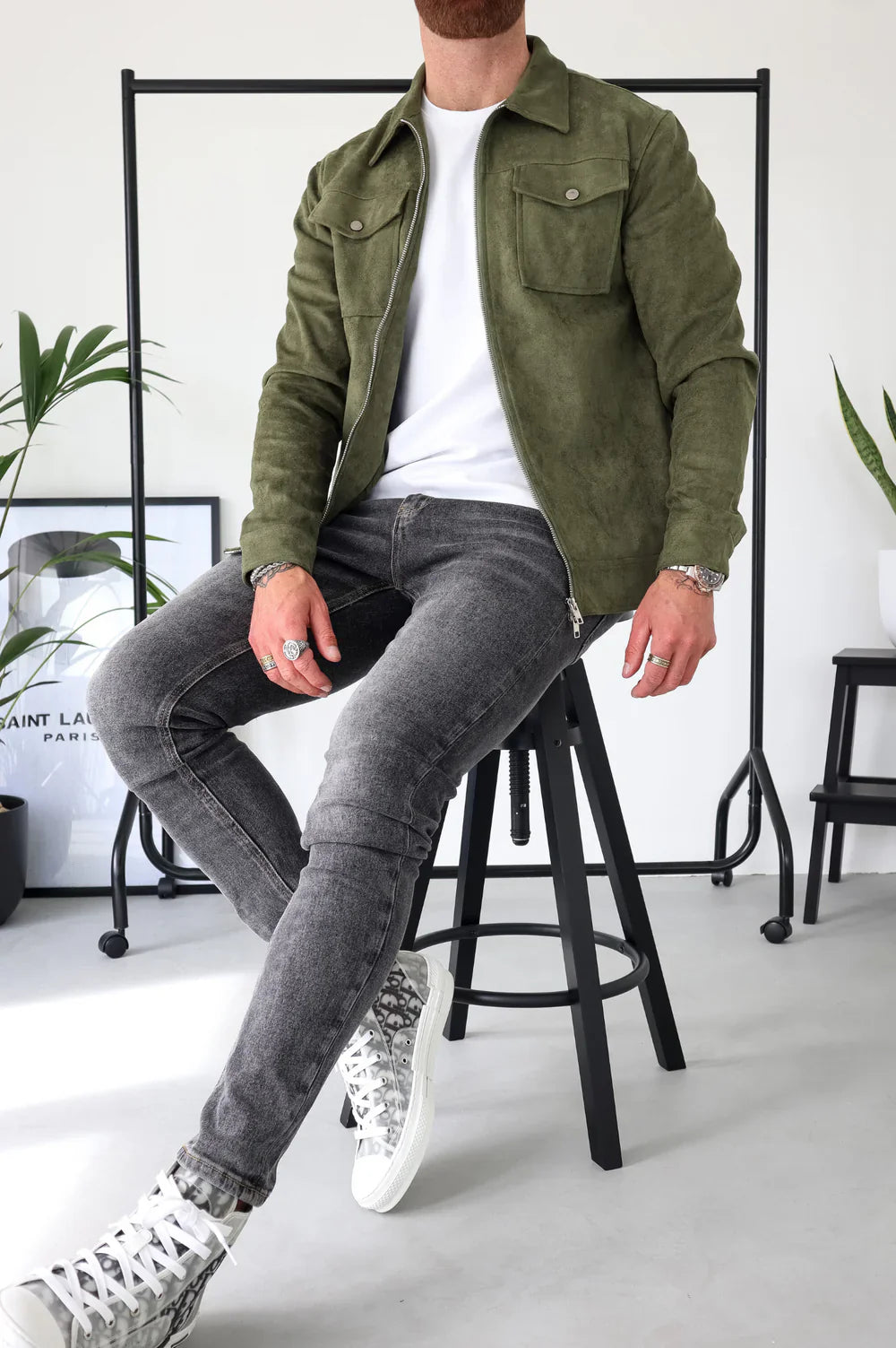 VESTE SUEDE - Vert Olive