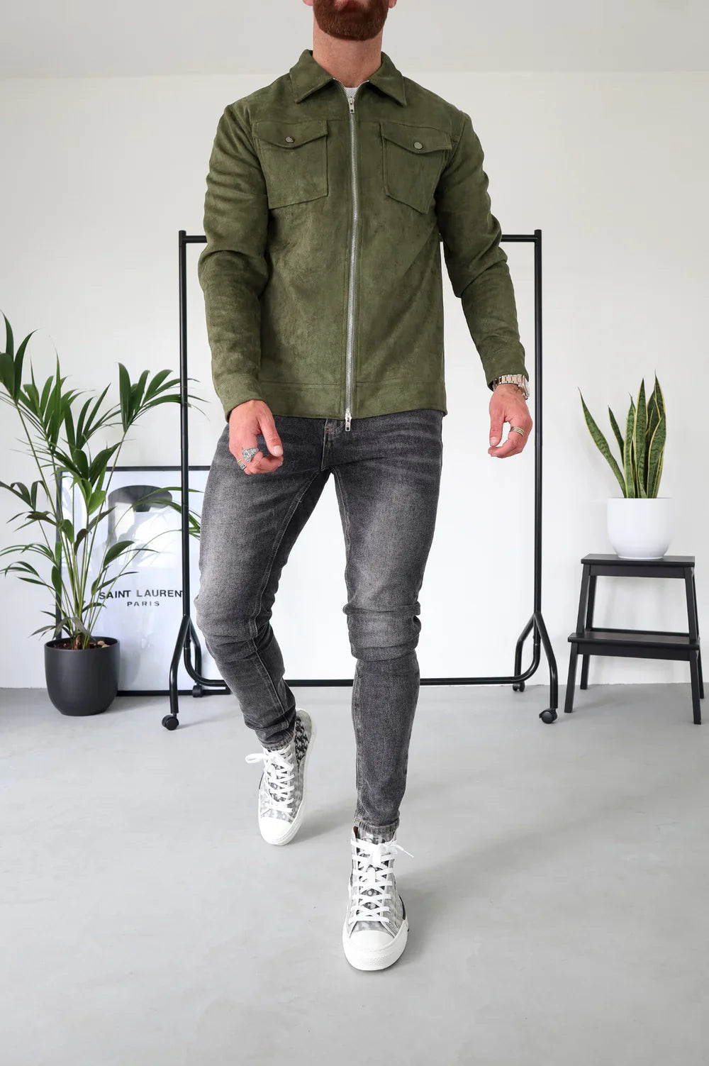 VESTE SUEDE - Vert Olive
