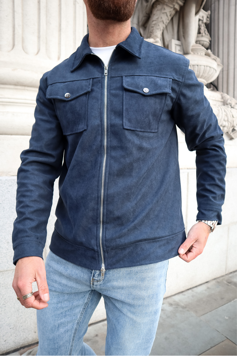 VESTE SUEDE - MARINE