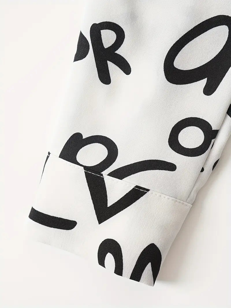 Robe chemise à mots mélangés - Blanc/Combo