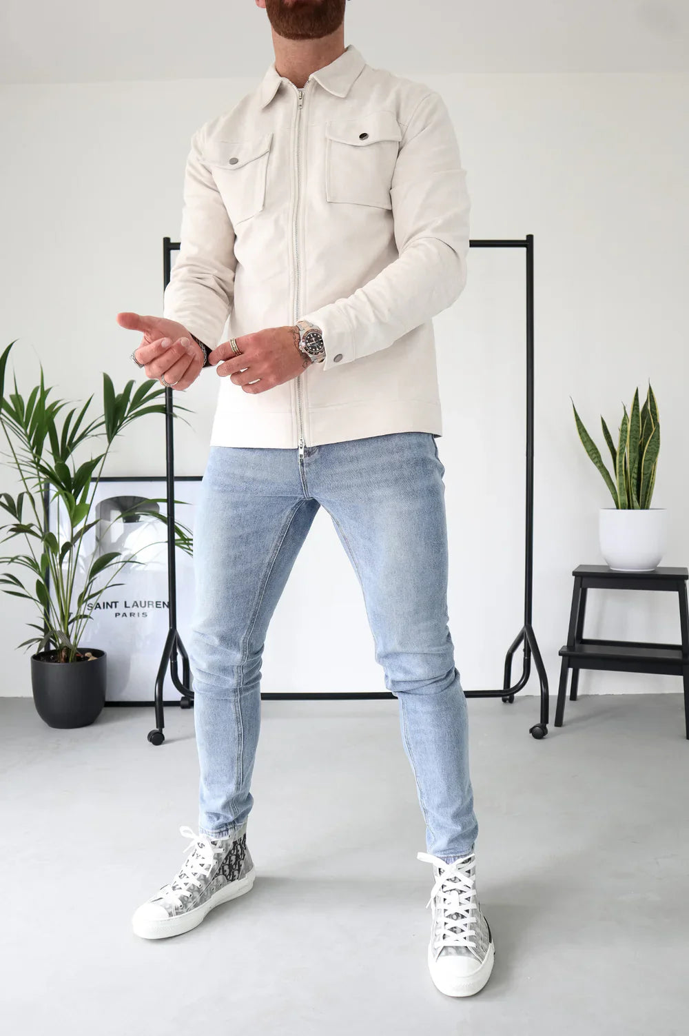 VESTE SUEDE - Blanc Cassé