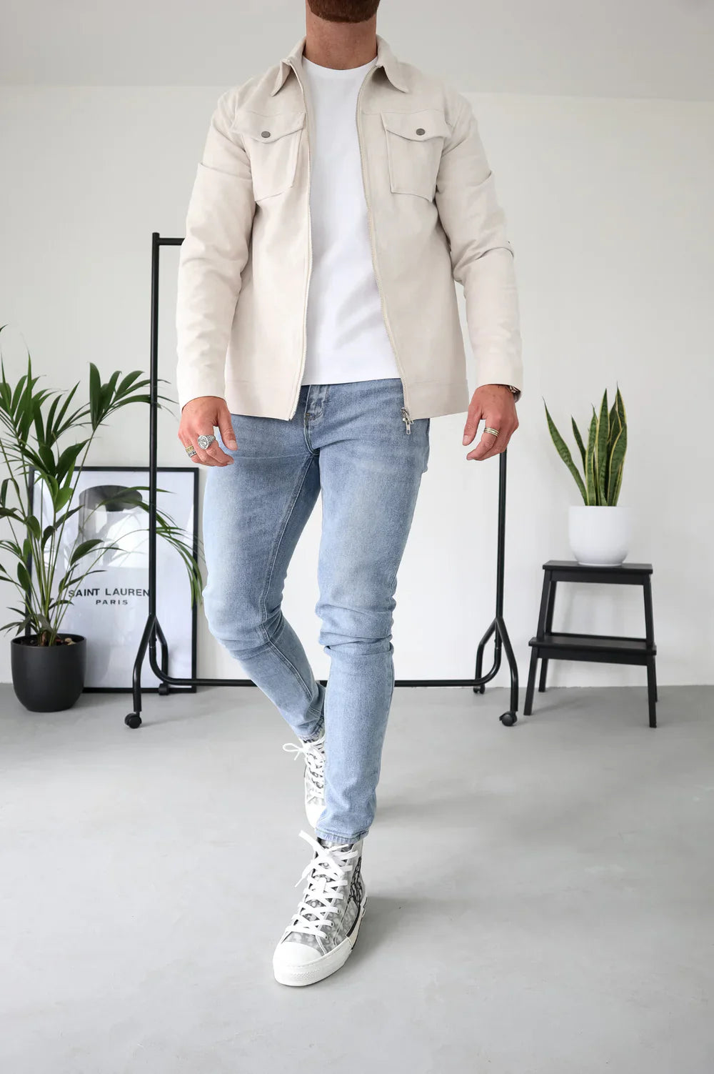 VESTE SUEDE - Blanc Cassé