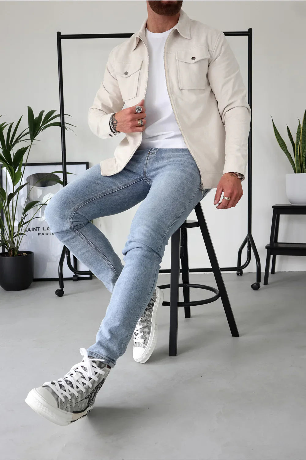 VESTE SUEDE - Blanc Cassé
