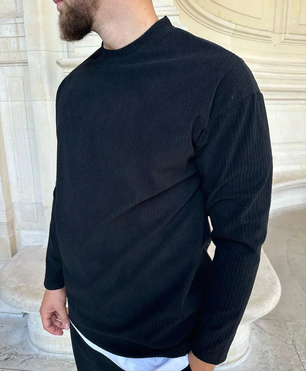 ENSEMBLE PLISSÉ PULL- NOIR