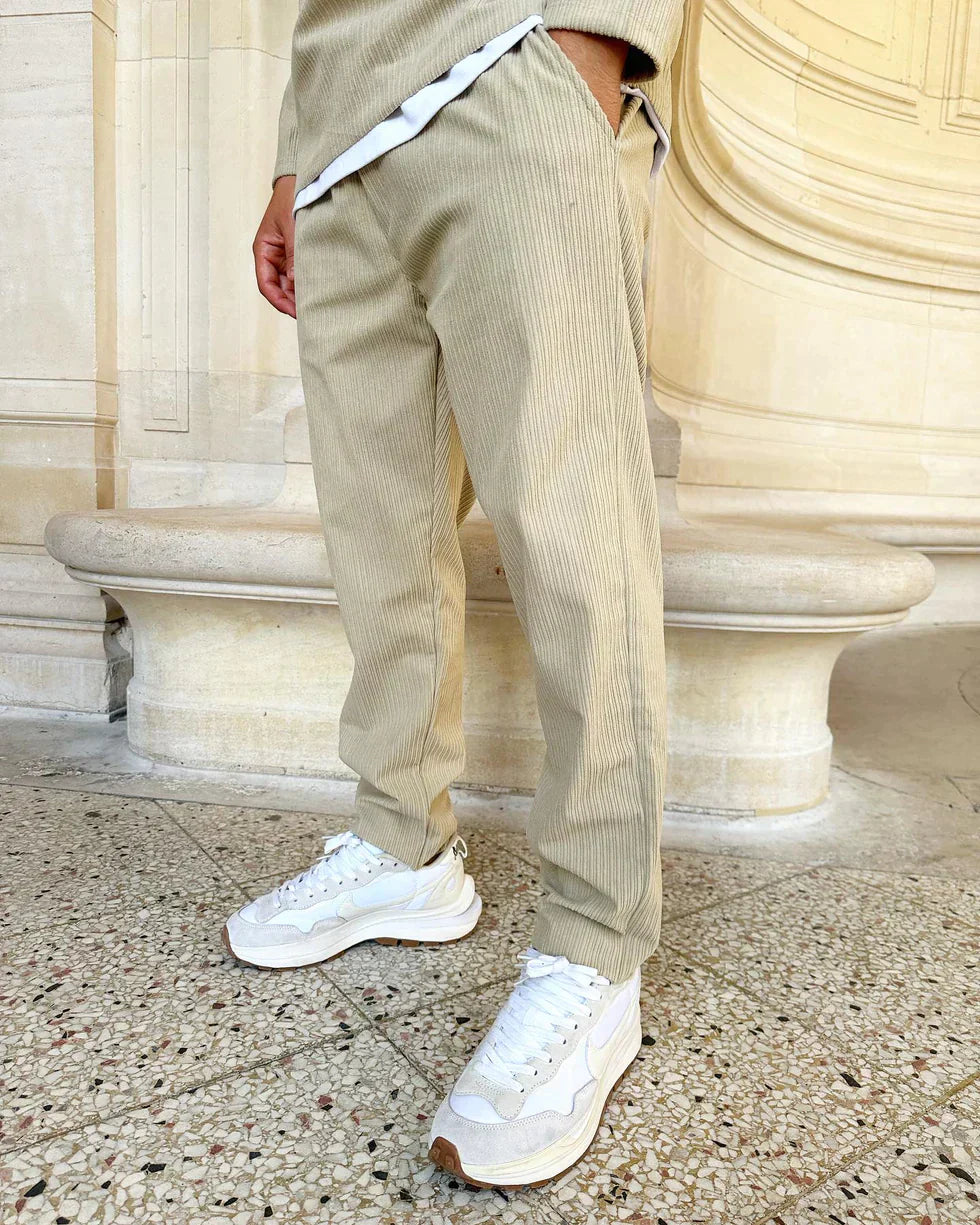 ENSEMBLE PLISSÉ PULL - BEIGE