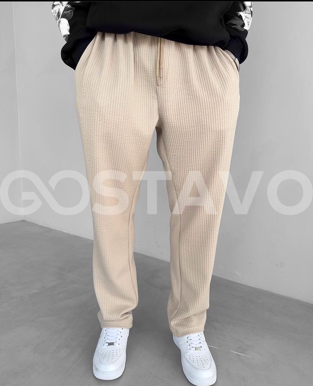 PANTALON BAGGY PLISSÉE BEIGE