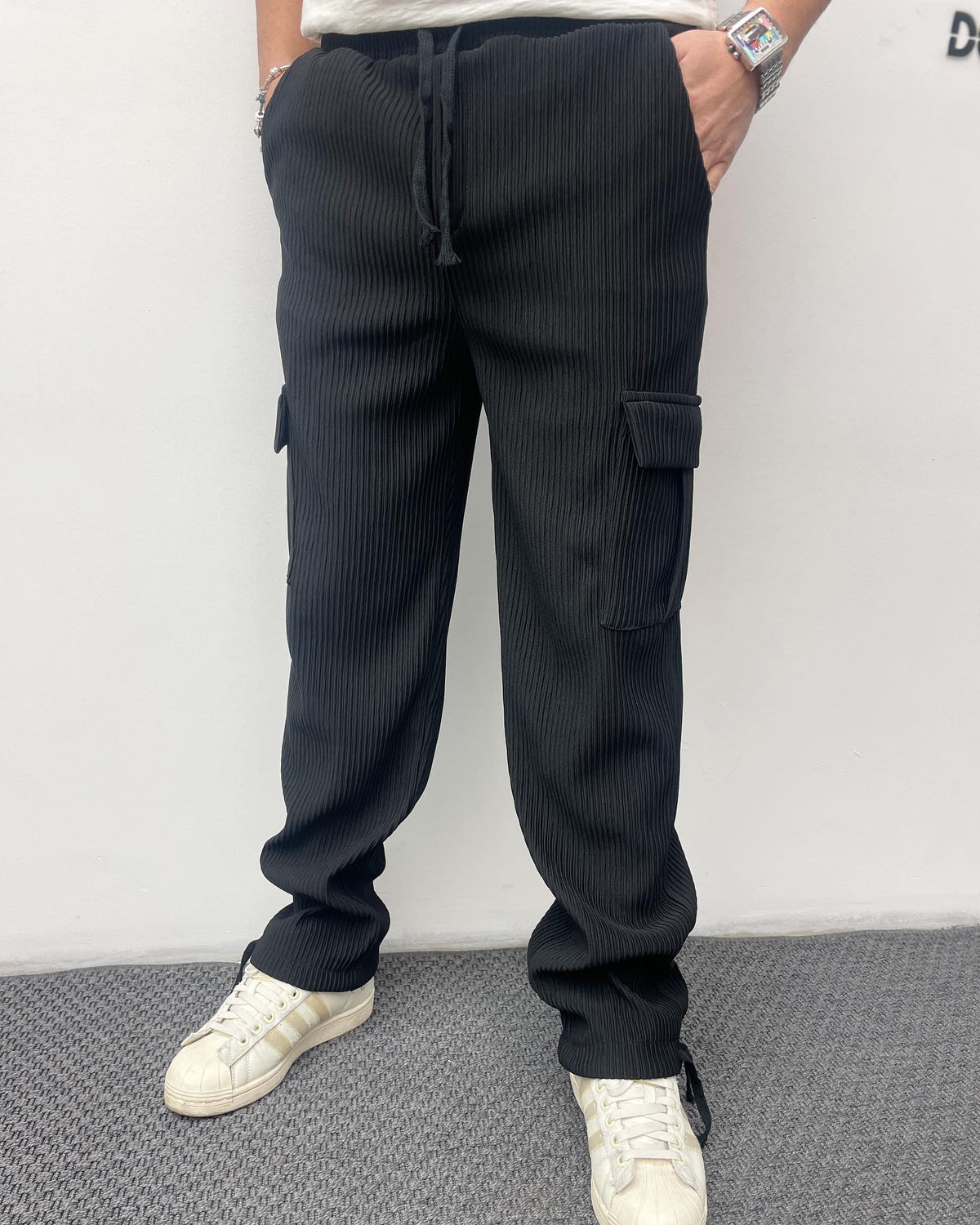 PANTALON CARGO PLISSÉE Gris