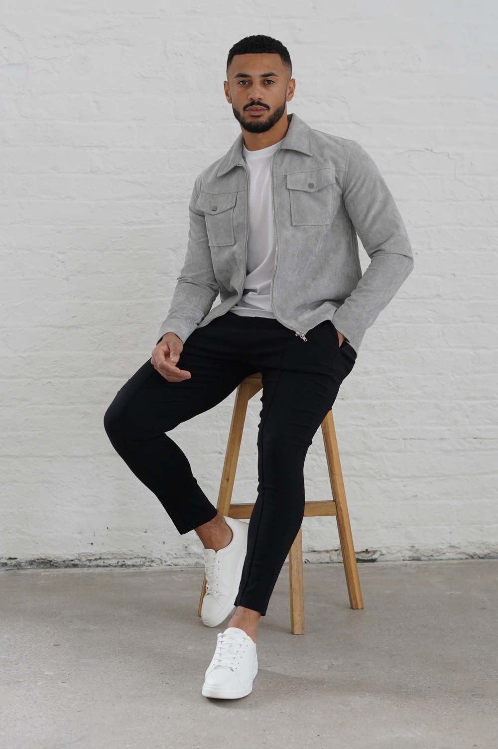 VESTE SUEDE - GRIS
