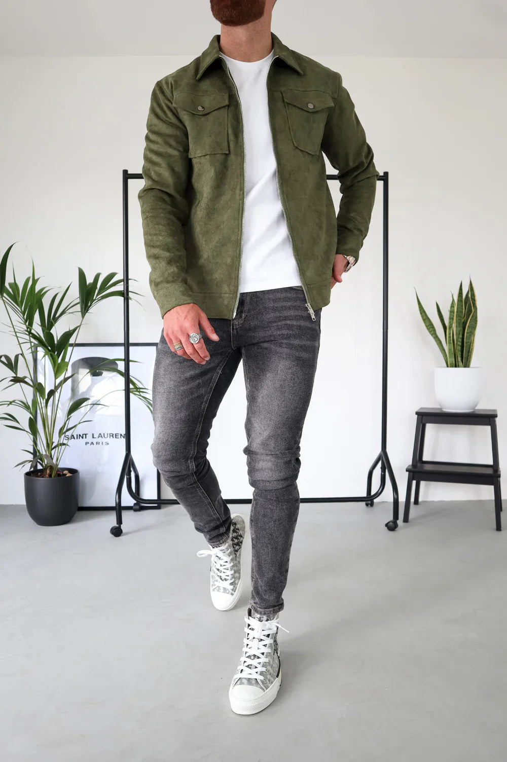 VESTE SUEDE - Vert Olive