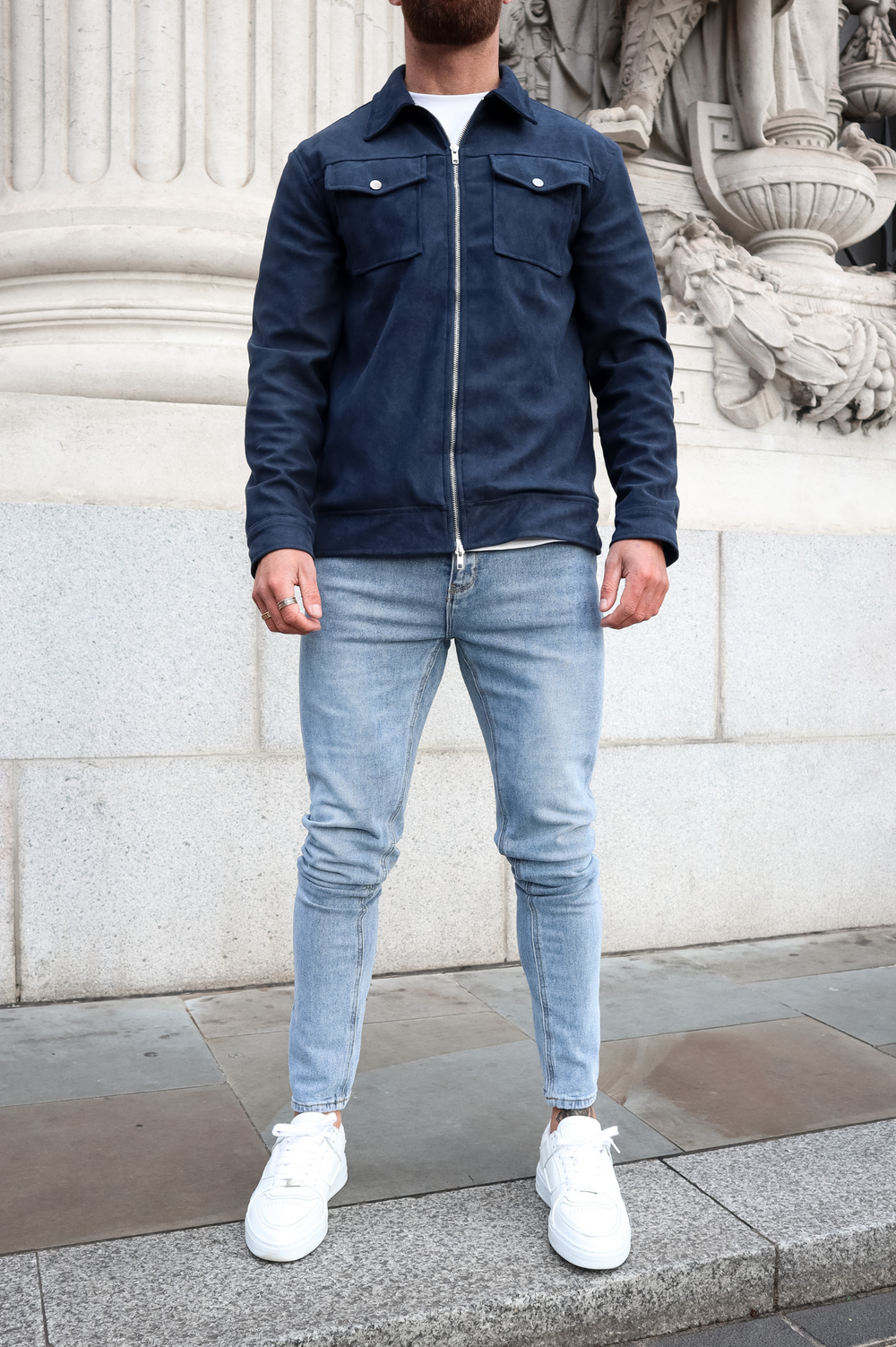 VESTE SUEDE - MARINE