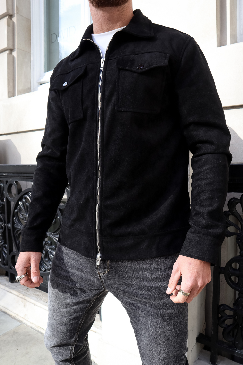 VESTE SUEDE - NOIR