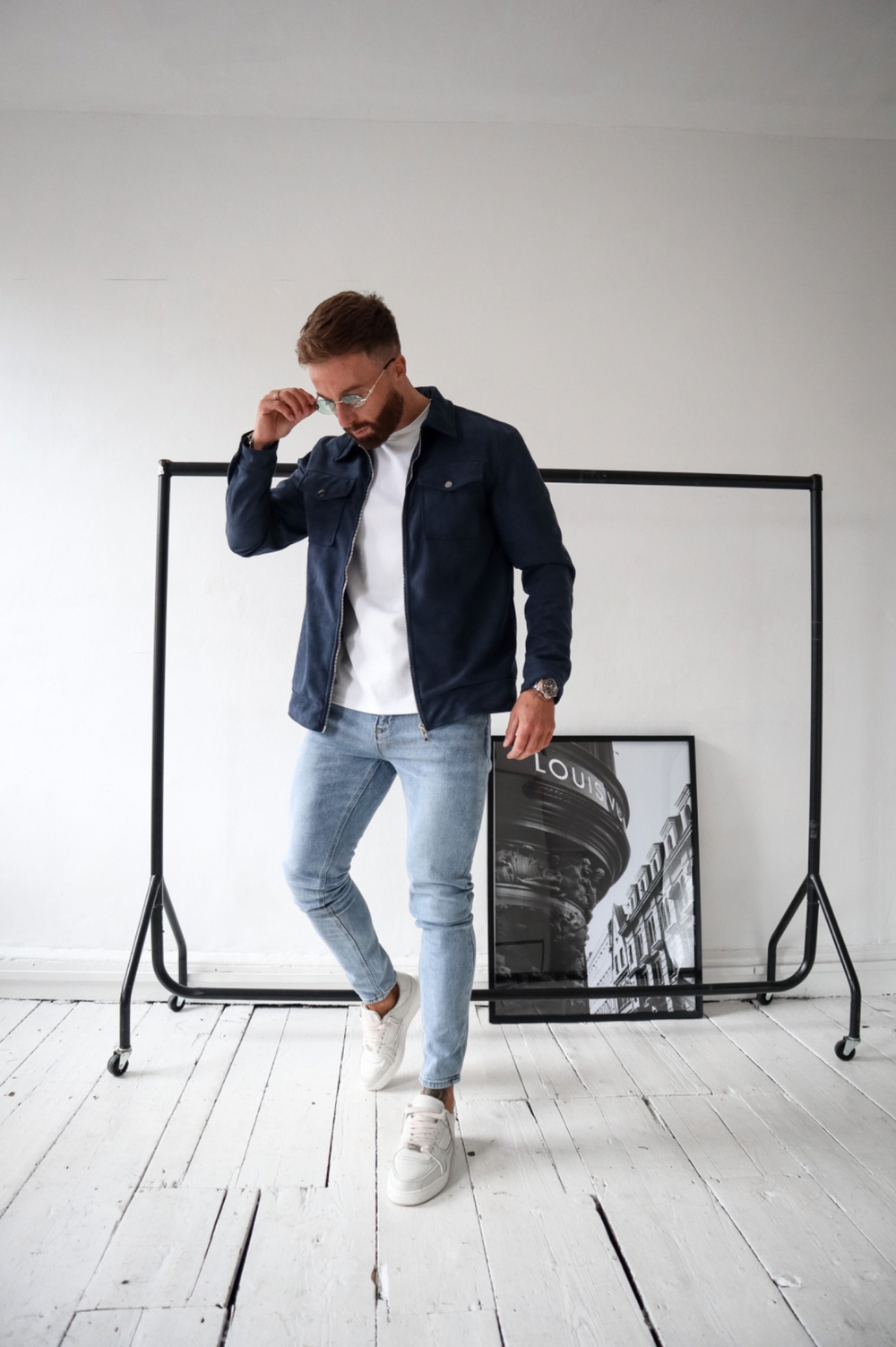 VESTE SUEDE - MARINE