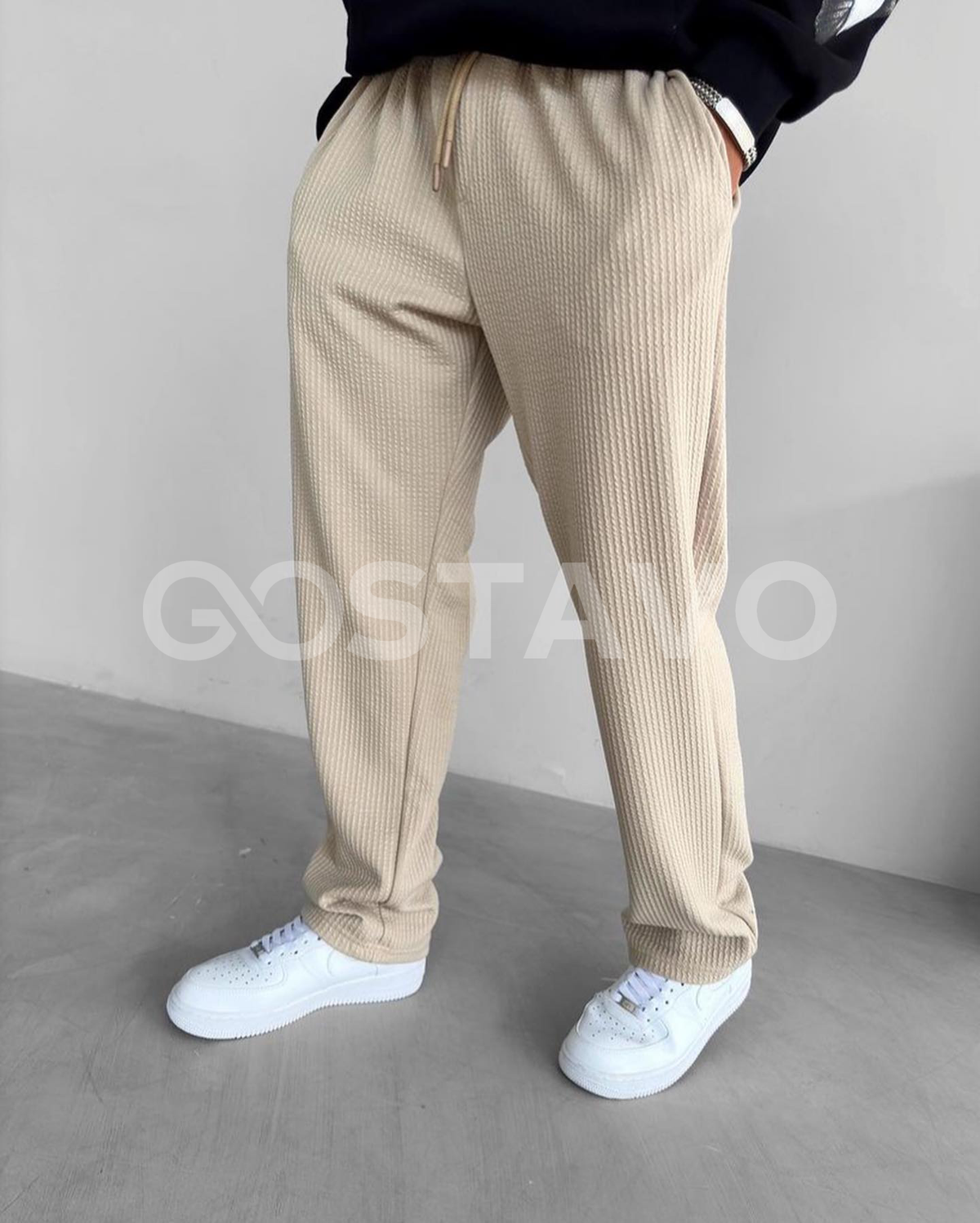 PANTALON BAGGY PLISSÉE BEIGE