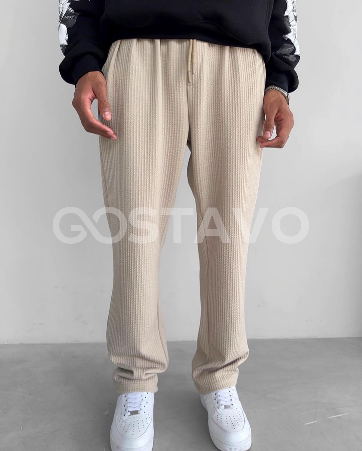 PANTALON BAGGY PLISSÉE BEIGE