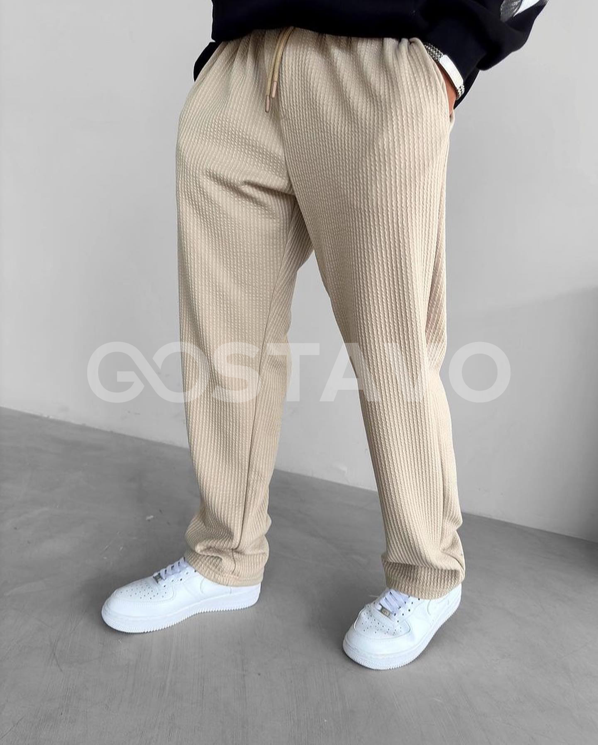 PANTALON BAGGY PLISSÉE BEIGE